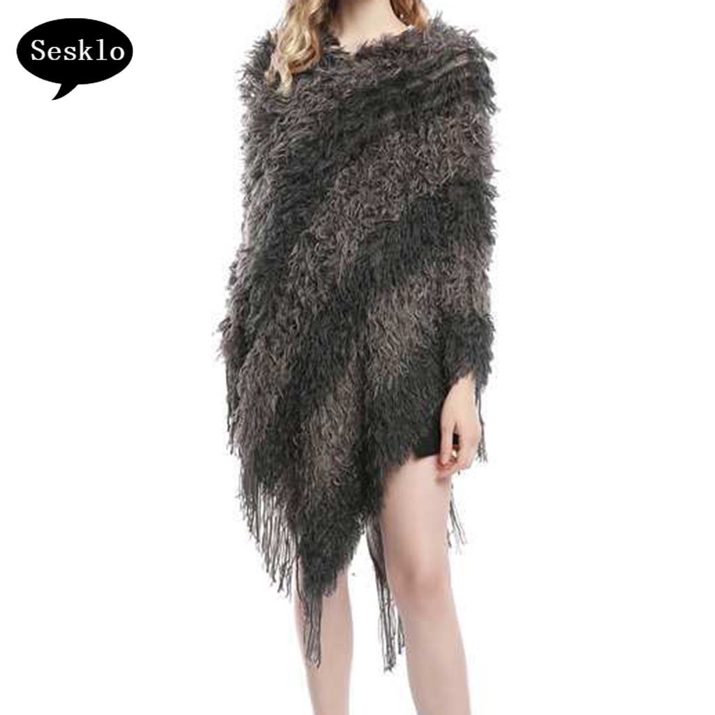 Áo choàng dệt kim phối lông thiết kế thanh lịch cho nữ
 | BigBuy360 - bigbuy360.vn