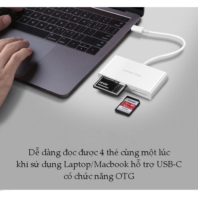 Bộ chuyển đổi USB-C sang đầu đọc thẻ nhớ 4 cổng Micro SD/TF/CF/MS UGREEN CM102 40444