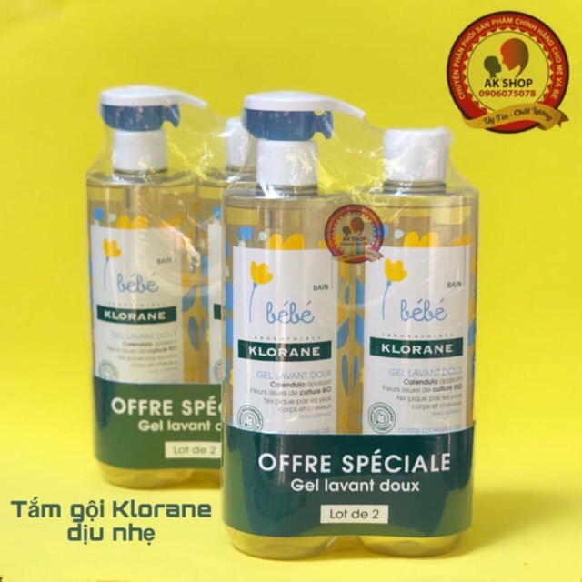 Sữa tắm gội 2 in 1 Klorane bebe Pháp