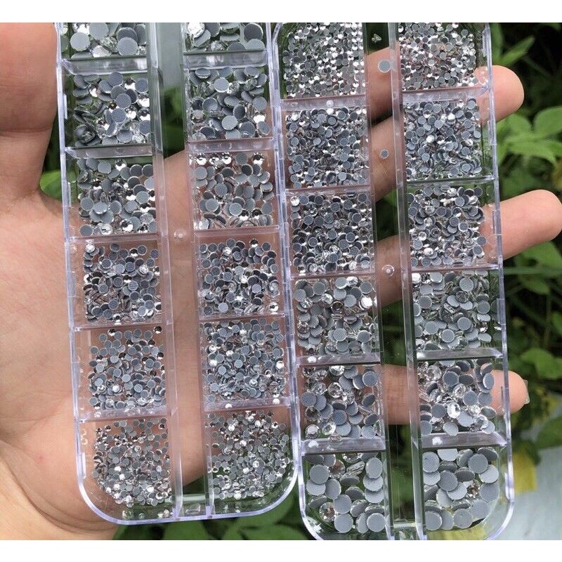 Đá nail- Đá chân keo khay mix size siêu sáng