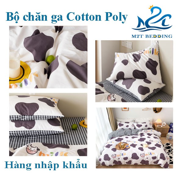 Bộ chăn ga gối drap Cotton Poly M2T bedding chăn ga Hàn Quốc miễn phí bo chun drap ga giường - Những chú bò