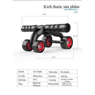 Con lăn tập cơ bụng 4 bánh