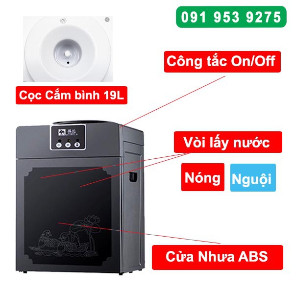 Cây nước nóng úp bình Camel HC80KM Cửa nhựa ABS bảo vệ Máy nước nóng mini để bàn sử dụng bình úp - home center leebland