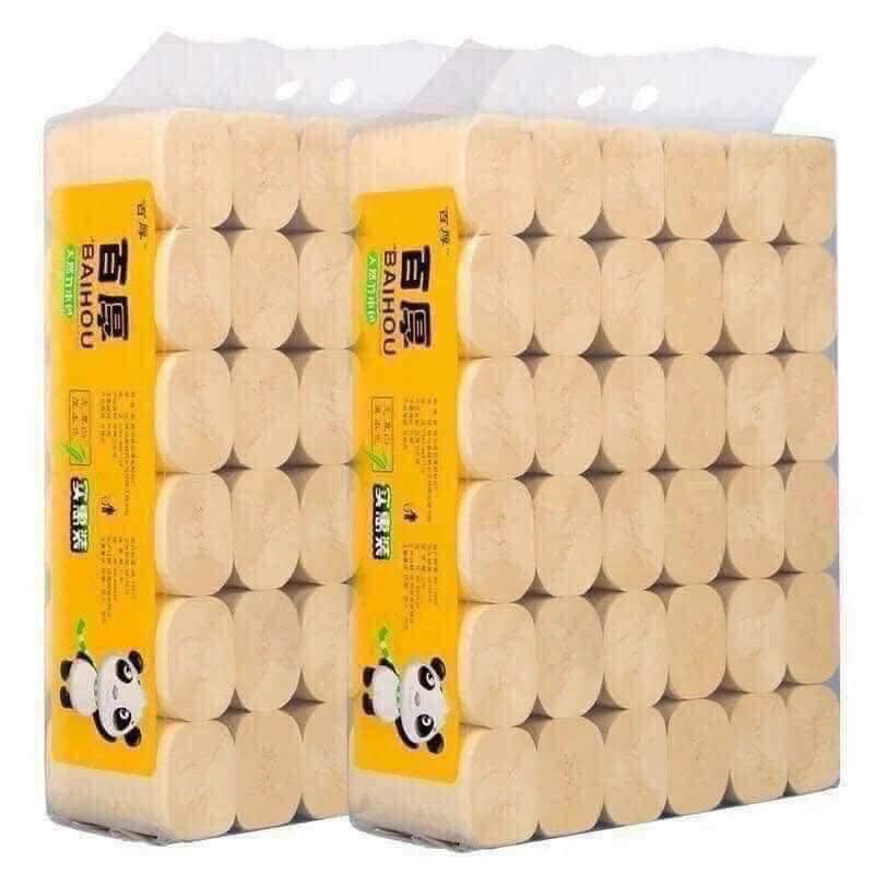 [ Flash Sale] Giấy Vệ Sinh Bột Than Tre Sipao 4 Lớp, Không Lõi, An Toàn (900gram, 40x12x10cm/1 bịch 12 cuộn)