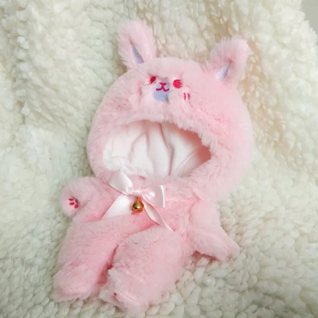 Bộ thú thỏ hồng cho doll (hàng sẵn)