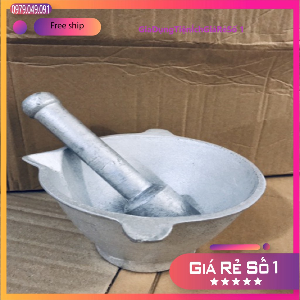 Bộ Cối Chày Gang Nguyên Khối Hàng Đẹp Dầy Dặn Miệng 15-17cm ⚡️⚡️⚡️⚡️⚡️