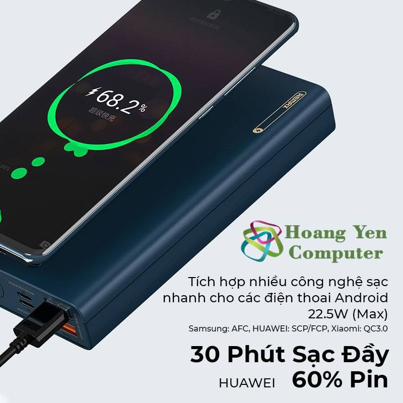 Sạc Dự Phòng Remax RPP-108 20000Mah (Sạc Nhanh QC3.0 18W, 22.5W, PD 18W, VOOC 2.0) - BH 1 Năm - Hoàng Yến Computer