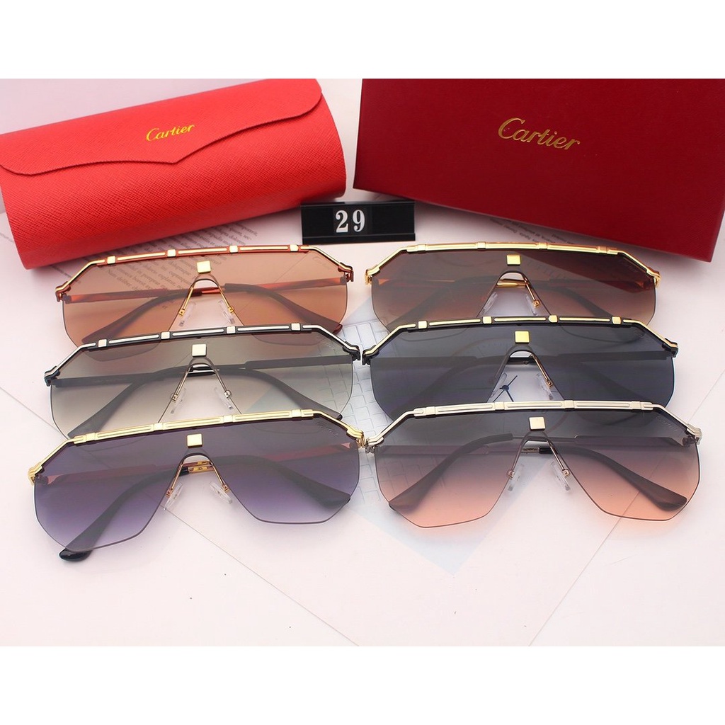 Cartier_ 2021 Mới Thời trang Hàn Quốc Khung lớn Màu phim Kính râm Nam và Nữ Xu hướng Cặp đôi Đường phố Chụp Trăm Phù hợp Trang trí Thời trang Du lịch Kỳ nghỉ Chống tia cực tím Kính râm đi biển