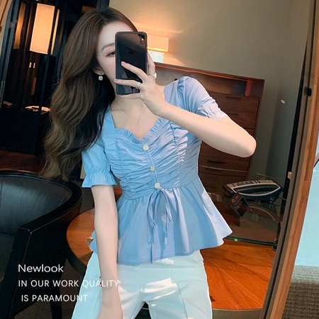 Áo chiffon nữ ZHELIHANGFEI tay ngắn đơn giản thời trang