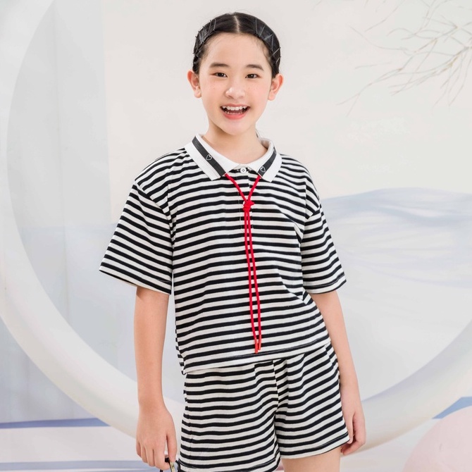 Bộ đồ thiết kế JOOKYLI bé gái cotton họa tiết kẻ 94G0983