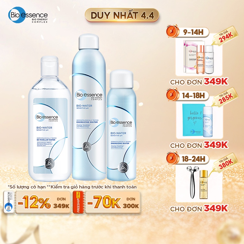 Bộ sản phẩm làm sạch và cấp ẩm cho da Bio-Essence Bio Water (Tẩy trang Micellar Water 100ml+ Xịt khoáng 300ml và 100ml)) | BigBuy360 - bigbuy360.vn