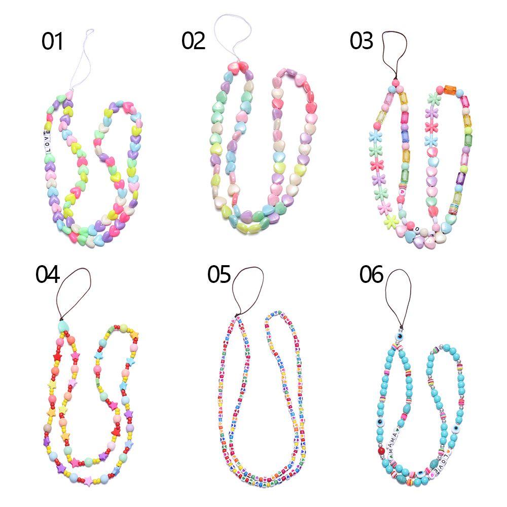 MYRON Universal Phone Hanging Rope Lanyard  for Keys Acrylic Mobile Phone Chain Necklace Strap Bracelet Long Multicolor Lady Girls Gift Bead Chain