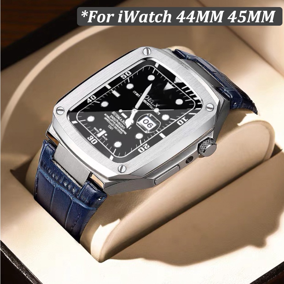 Dây Đeo Đồng Hồ Bằng Kim Loại Sang Trọng Cho iWatch Band + Case iWatch series 8 7 SE 6 5 4 45mm 44mm