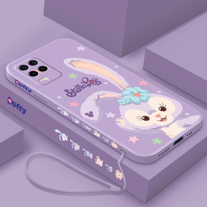 Ốp Điện Thoại Silicon Viền Thẳng Họa Tiết Hoạt Hình Kèm Dây Đeo Cho Realme 7 7i 7 pro 8 8i 8 pro