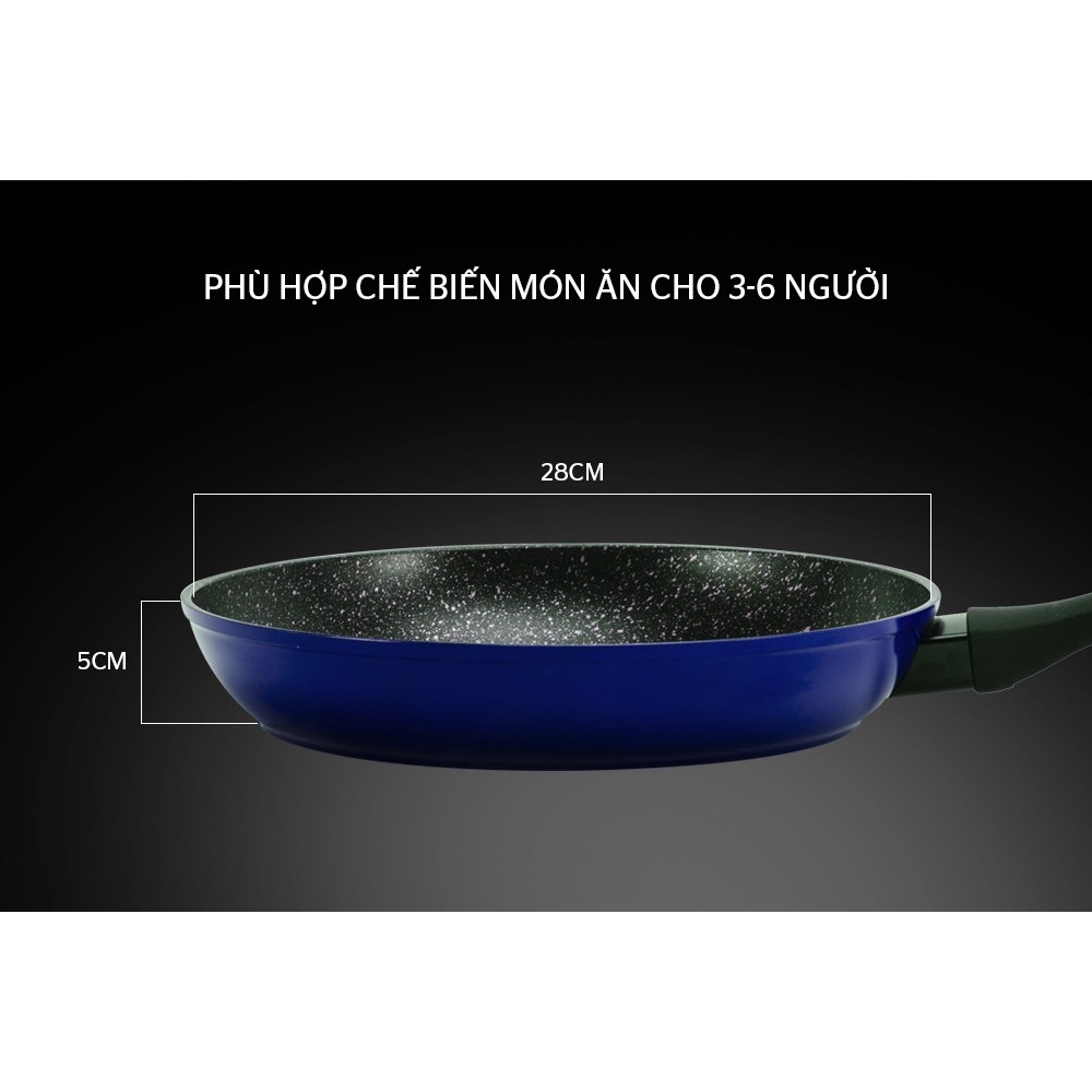  Chảo chống dính đá hoa cương đáy từ SUNHOUSE, đường kính 24, 26, 28cm (ảnh thật)