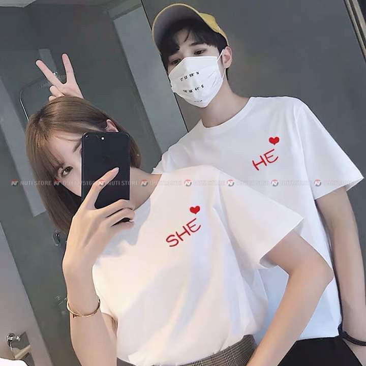 ÁO THUN ĐÔI HE SHE - CẶP, TEAM, NHÓM {giá sỉ}