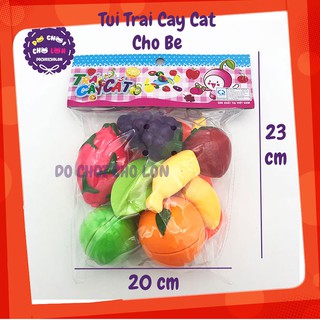 Bộ đồ chơi túi trái cây cắt bằng nhựa có thể cắt đôi cho bé - Mô hình các loại trái cây