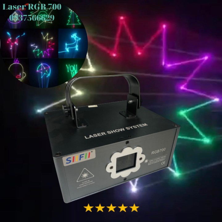 Đèn Laser Chiếu Hình 7 Màu Cảm Ứng Theo Nhạc RGB 700 Dùng Cho Phòng Karaoke, Phòng Nghe Nhạc.