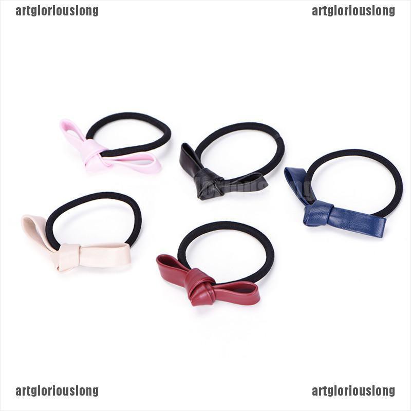 Dây Buộc Tóc Cao Su Co Giãn Bọc Da Phối Nơ Thời Trang Dành Cho Nữ