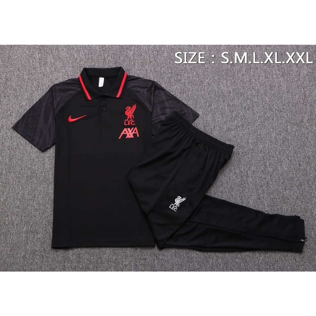 Áo Thun Bóng Đá POLO Màu Đen Đội Tuyển Liverpool 22-23