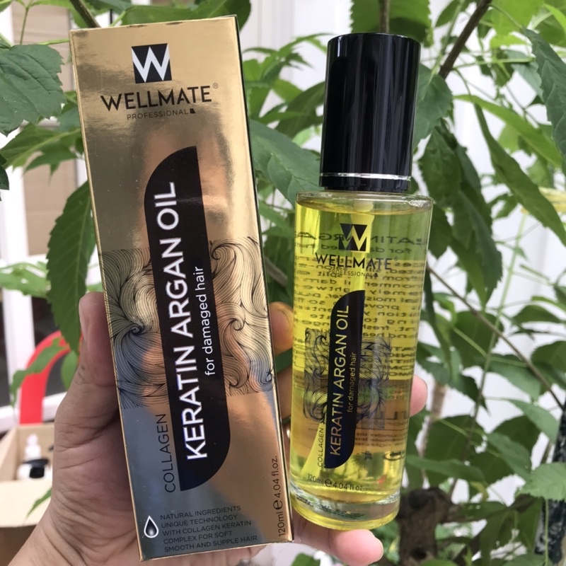 Tinh dầu dưỡng tóc phục hồi wellmate keratin argan oil 120ml (màu vàng)