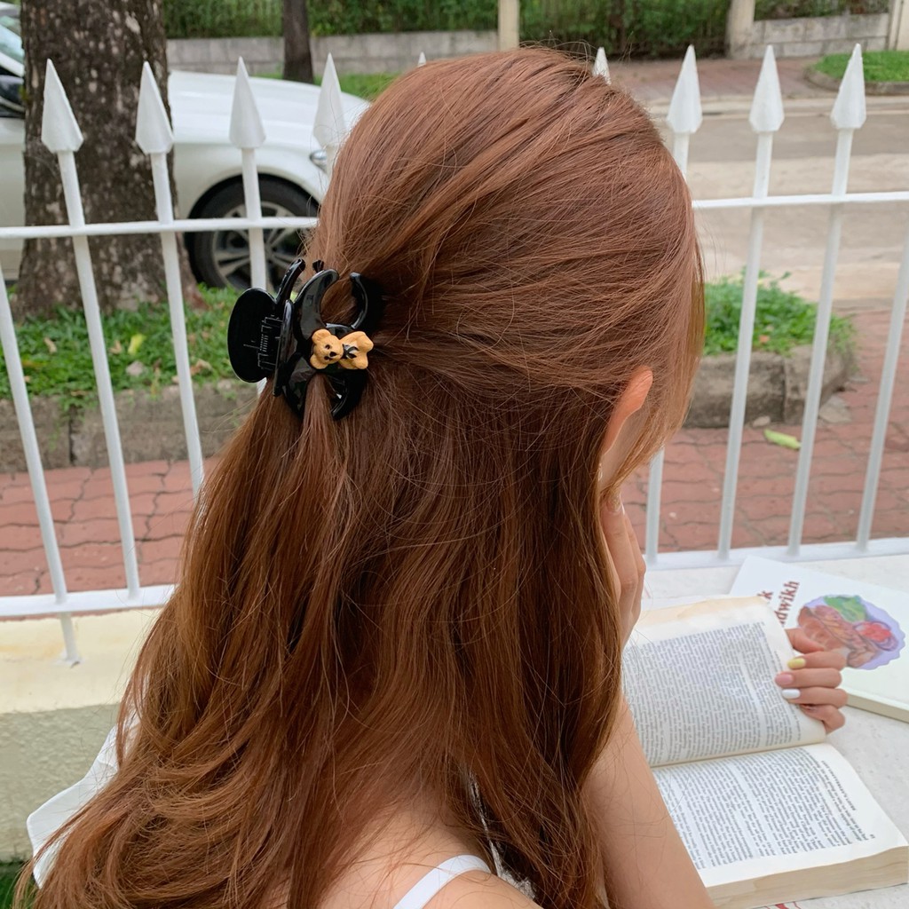 Kẹp tóc càng cua Hàn Quốc họa tiết gấu xinh xắn cho nữ