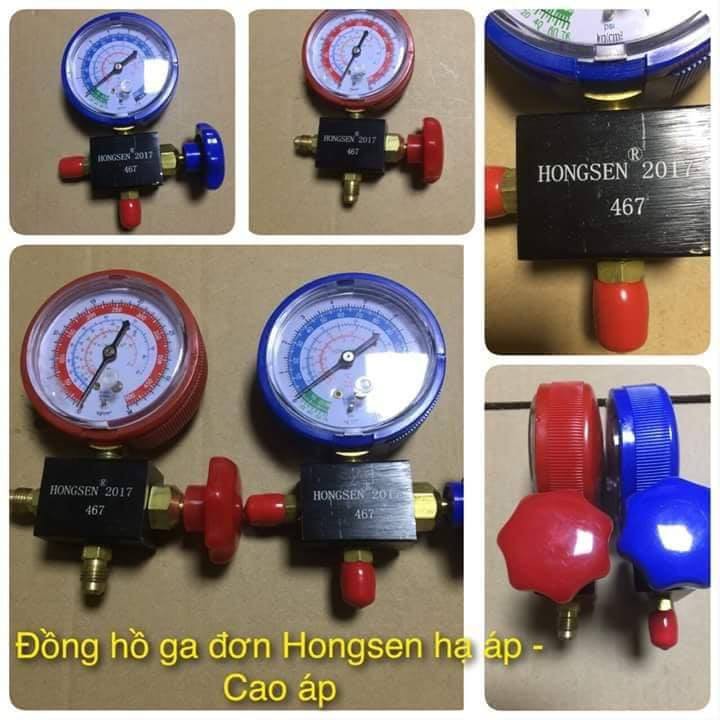 Đồng hồ đo nạp gas đơn hãng Hongsen Cao áp - Hạ áp HS-467AH HS-467AL