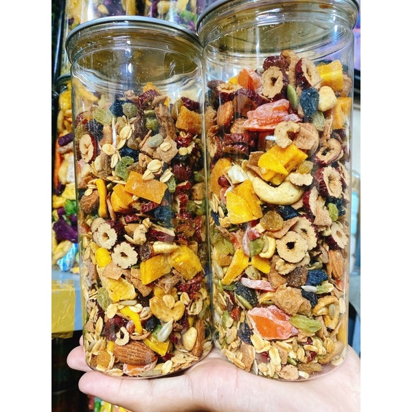 Ngũ cốc granola siêu hạt và hoa quả sấy, đồ ăn vặt Poppy, hũ pet 500gr