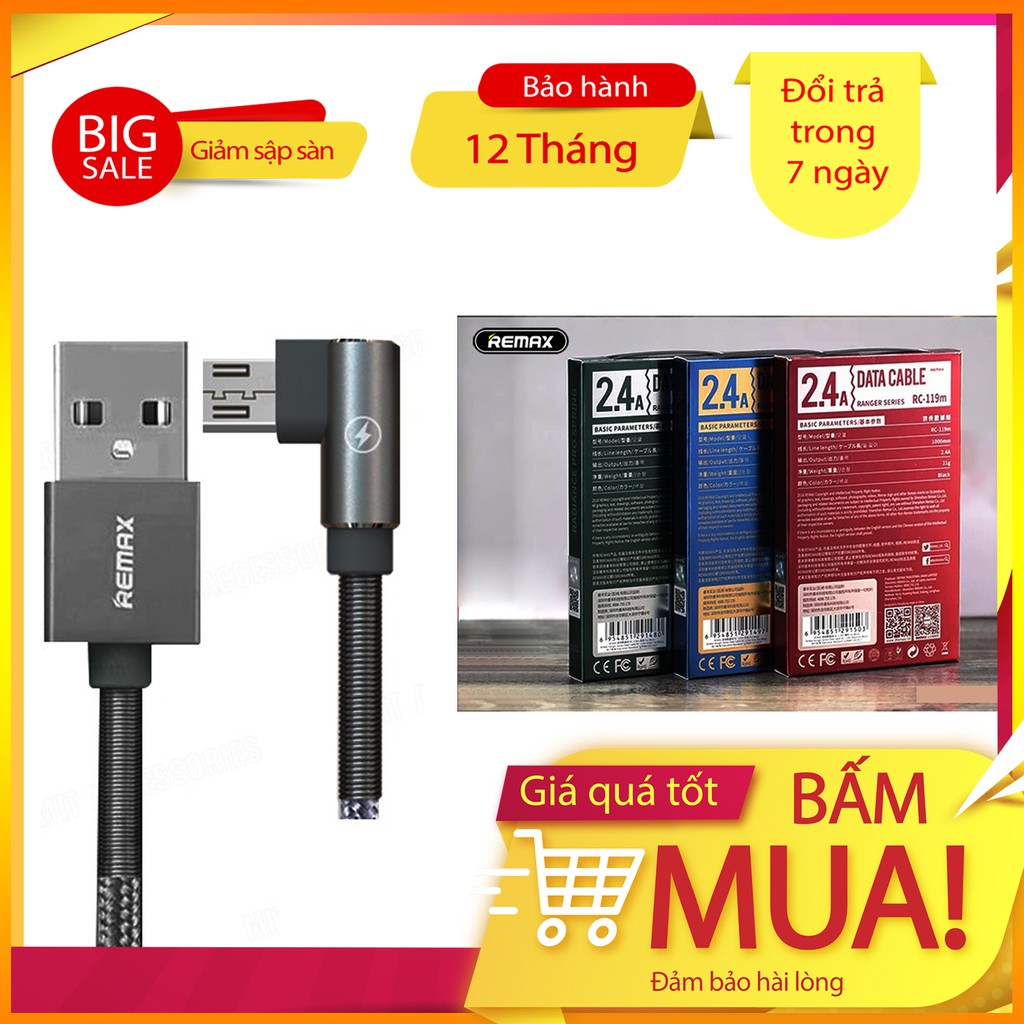 Dây sạc samsung chơi game Remax Rc-119m- Dây Sạc Nhanh tự đông NGẮT Khi Đầy Pin