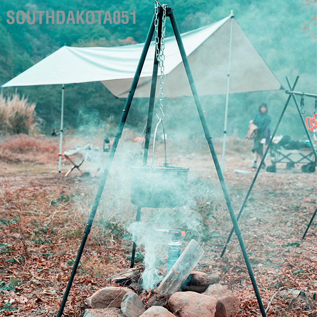 [Hàng HOT] Giá treo 3 chân cắm trại Độ cao có thể điều chỉnh chống cháy cho nấu ăn du lịch ngoài trời siêu gọn nhẹ【Southdakota051】