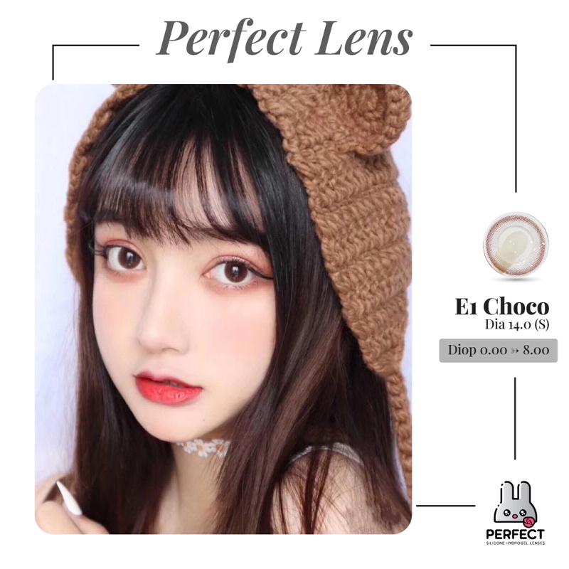 Lens ẢNH MẮT THẬT , Kính Áp Tròng E1 CHOCO Có Độ Cận và Không Độ , DIA 14.0 S , Cho Nhạy Cảm Yếu Giá Sale