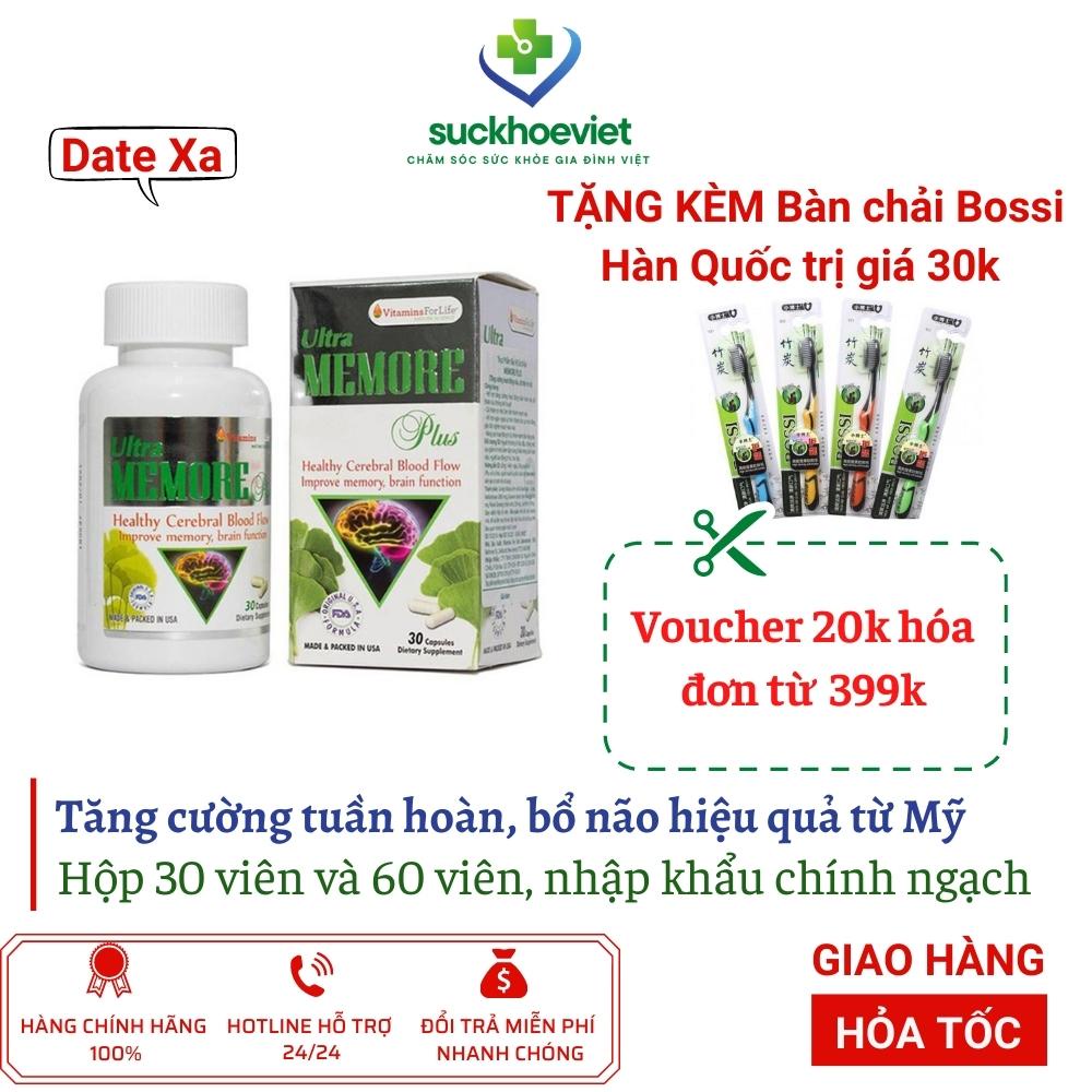 Bổ não Ultra Memore Plus viên tăng cường tuần hoàn não hàng USA hộp 30 viên