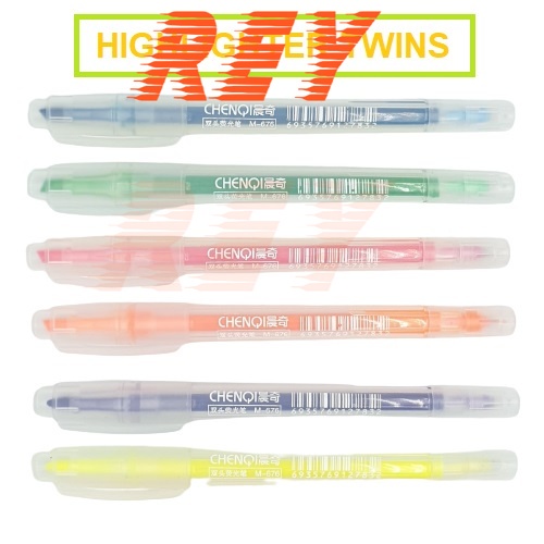 [Giao hỏa tốc] Set 6 màu bút dạ quang 2 đầu Highlighter Twins - Chenqi M-676