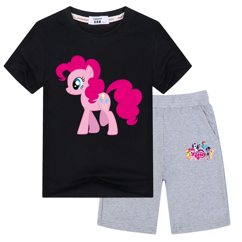 MY LITTLE PONY Bộ Đồ Gồm 2 Món Áo Thun + Quần Short In Hình Ngựa Con Cho Bé Gái