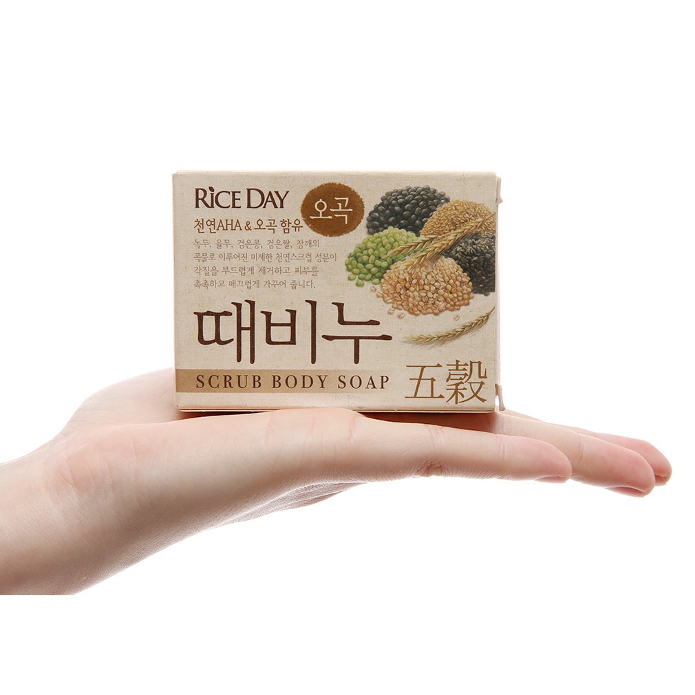 [CJ LION] XÀ BÔNG TẨY DA CHẾT TINH CHẤT THANH NGŨ CỐC RICE DAY 100G - [라이스데이] 때비누 오곡 100G