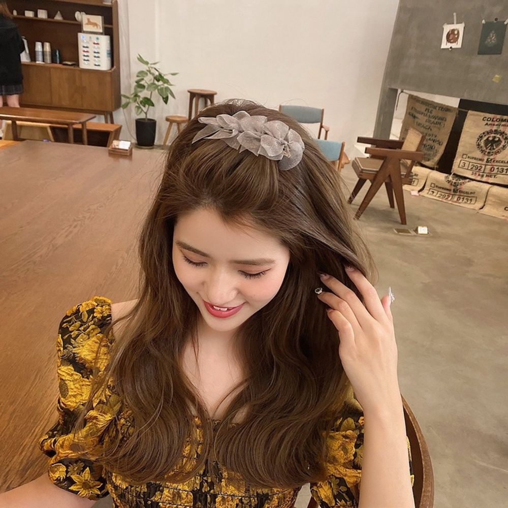 Kẹp tóc hình nơ phối lưới phong cách Hàn Quốc đơn giản thời trang cho nữ