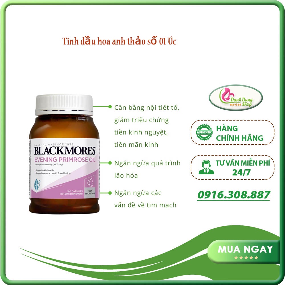 Tinh Dầu Hoa anh thảo 190v Blackmores Úc- mẫu mới