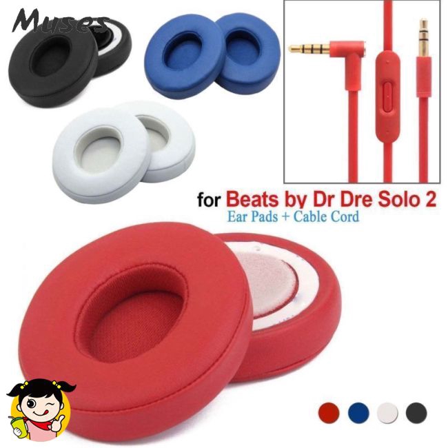 Set 2 miếng đệm tai + dây cáp thay thế cho tai nghe Beats by Dr Dre Solo 2 Muse07