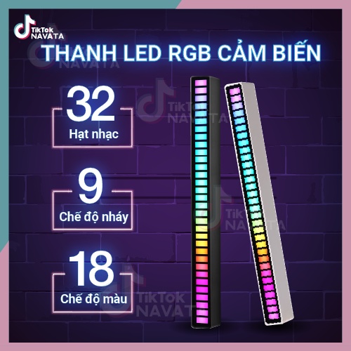 Đèn nháy theo nhạc Led RGB cảm ứng âm thanh , 32 hạt Led 16 triệu màu cảm biến nhạc đồ decor độc đáo