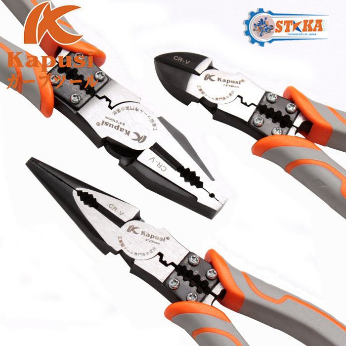 Bộ Kìm Điện, Nhọn, Cắt Cao Cấp Đa Năng Nhật Kapusi - Kềm Công Nghiệp Thép CR-V, Thiết Kế Tiên Tiến Tiết Kiệm 30%