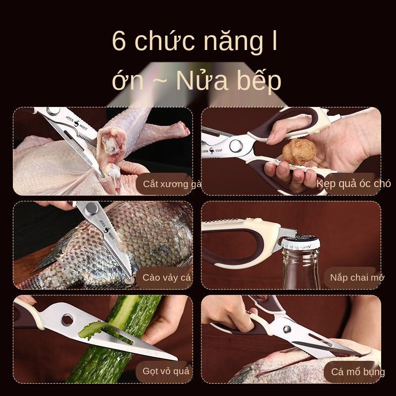 Bộ kéo nhà bếp ba bốn thép của Đức, thực phẩm đa chức năng cho cắt thịt xương gà bằng không gỉ mạnh mẽ