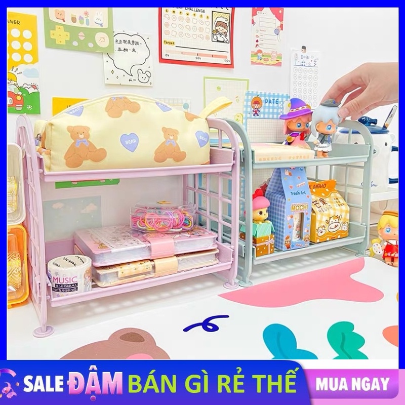 Kệ nhựa Mini 2 tầng bền đẹp để bàn tiện lợi kệ nhựa để đồ gọn gàng