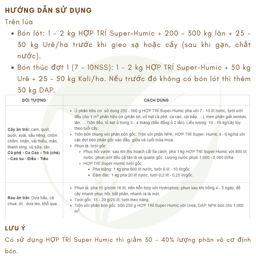 Phân Bón Lá SUPER ACID HUMIC Hợp Trí (1kg), Phân hữu cơ sinh học giúp ra rễ, cải tạo đất