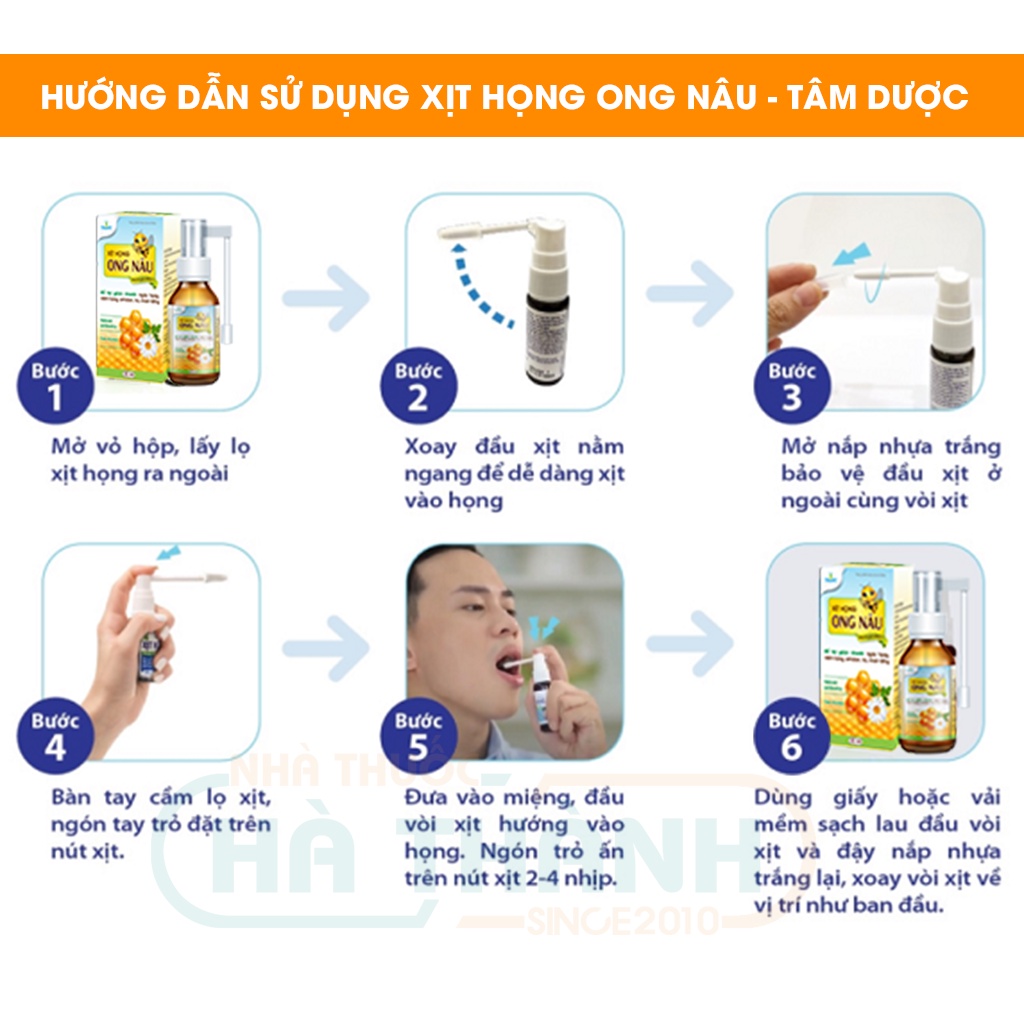 Xịt họng ong nâu tâm dược keo ong nhất nhất giúp giảm ho ngứa họng amidan khản tiếng, chai 30 ml