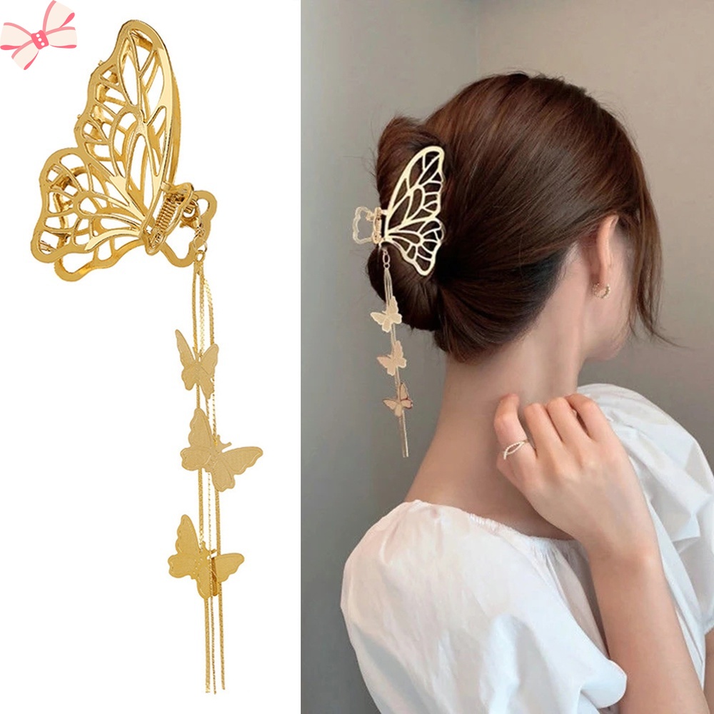 Kẹp Tóc Càng Cua Đính Mặt Hình Bướm Vintage Cho Nữ