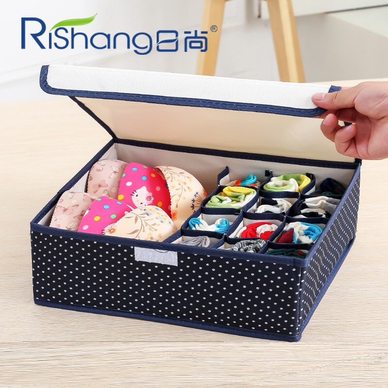 Hộp Vải Đựng Đồ Lót - Quần Áo - Tất Vớ - Nhiều Ngăn Tiện Lợi - Có Thể Gấp Gọn