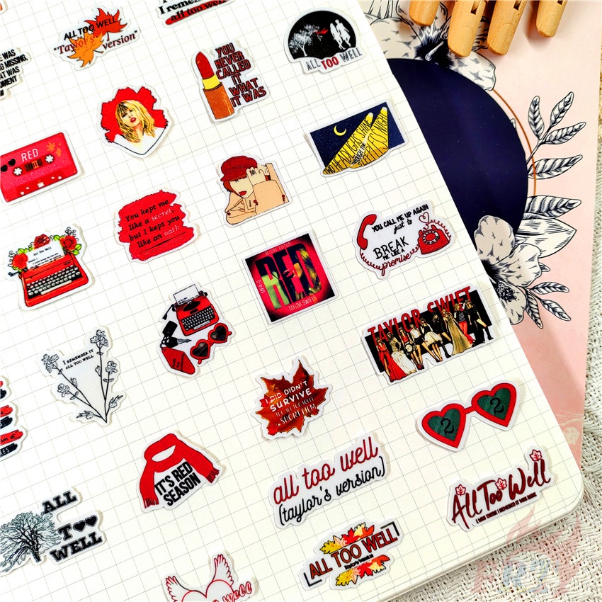 ★★★ Taylor Swift. Miếng Dán Mini Q-1 Trang Trí Sổ Tay Xinh Xắn ★★★ Set 48 Miếng Dán Trang Trí Album Thời Trang DIY