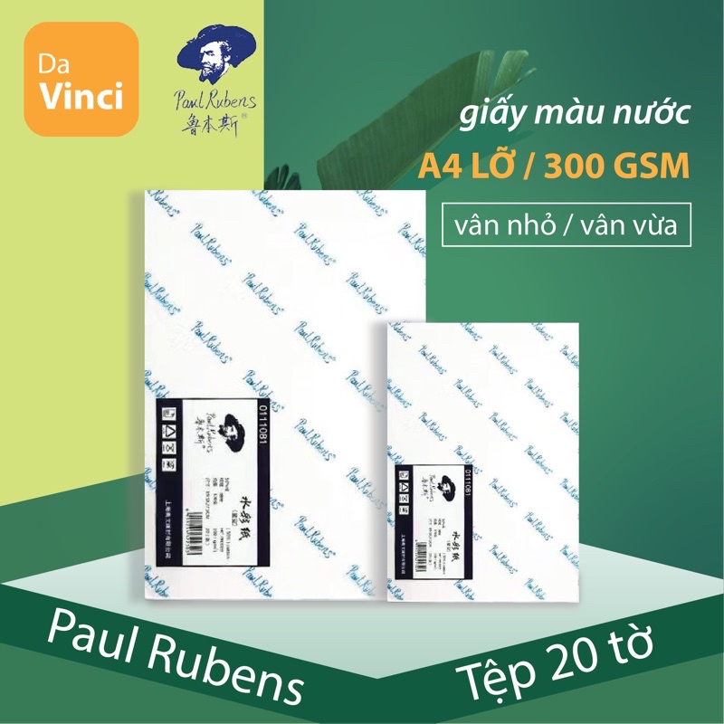 TẬP 20 tờ Giấy Vẽ Màu Nước Paul Rubens 50% cotton  khổ giấy A4 lỡ