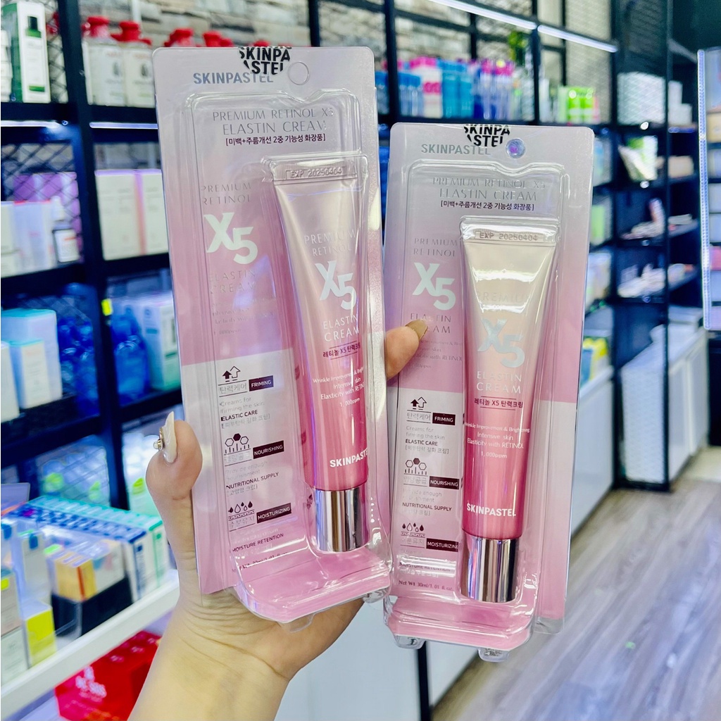 Kem Dưỡng Trắng Chống Lão Hóa X5 SKINPASTEL Premium Retinol X5 Elastin Cream Hồng