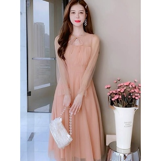 Đầm voan lưới 2 lớp hàng cao cấp màu hồng xinh ld22